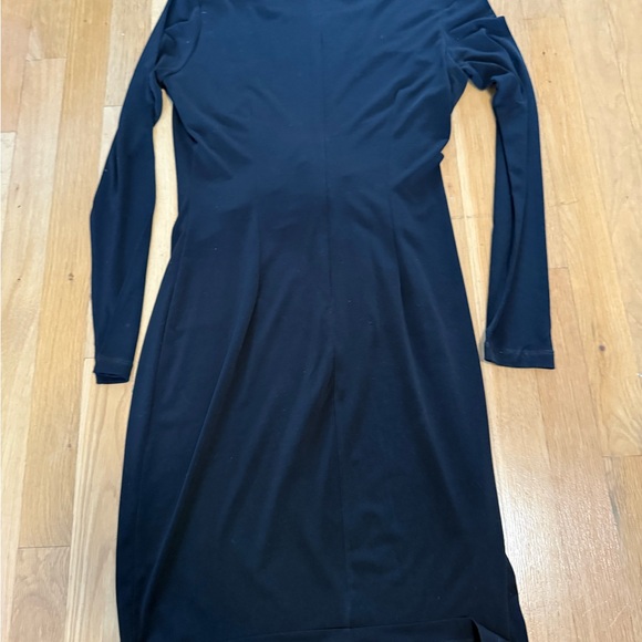 Calvin Klein Black Long Sleeve Sheath Dress Size 6 Ruched Metal Detail - Picture 5 of 9